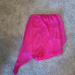 Superdown Strapless Asymmetrical Romper in Bold Pink